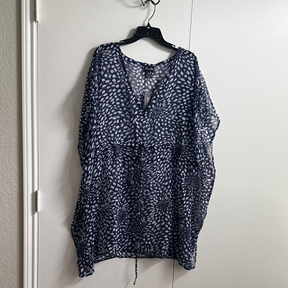 Navy Polka Dot Swim Coverup
